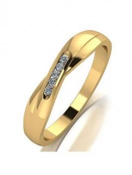 Image of Moissanite 9ct Yellow Gold Shaped Wedding Band, Gold, Size V, Women