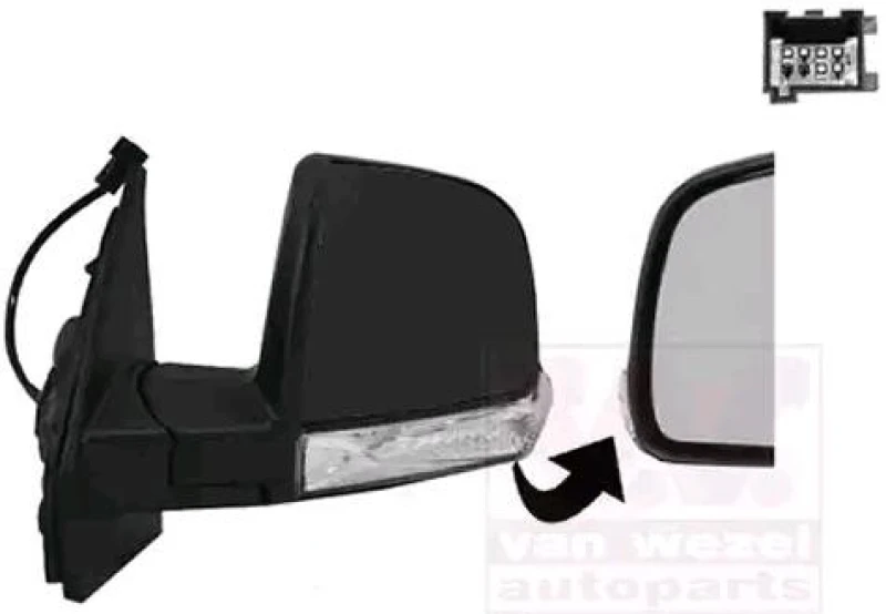 Image of VAN WEZEL 1638803 Wing mirror * HAGUS * Left, black, without wide angle mirror, Rough Outside Mirror (50)