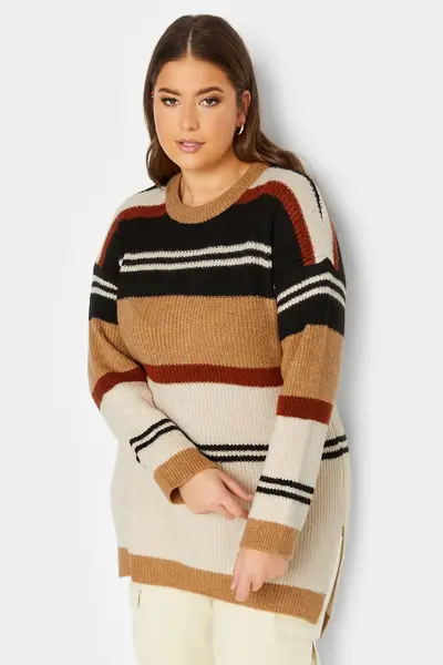 image of Yours Stripe Jumper Light Beige