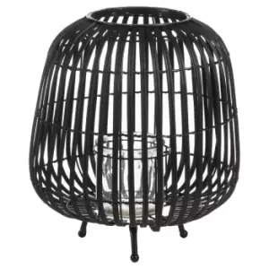 Image of Large Black Rattan Bulbous Lantern