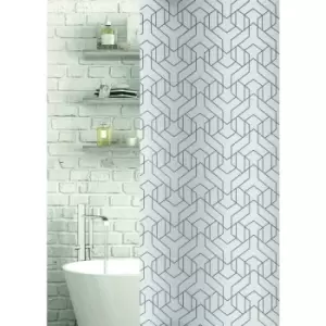 Image of Silver Spirit Polyester Shower Curtain Silver - Whte/Grey