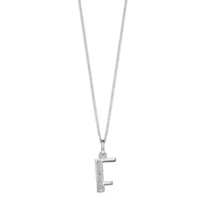 Image of Sterling Silver Art Deco Initial 'F' Pendant with Cubic Zirconia Stone Detail