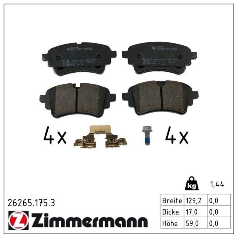 Image of ZIMMERMANN Brake pad set ZIMMERMANN 26265.175.3