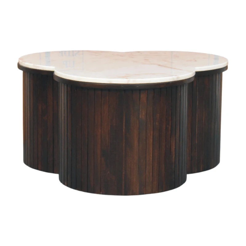 Image of Artisan Furniture Artisan Furniture Solid Wood Verona Marble Coffee Table, Brown & White