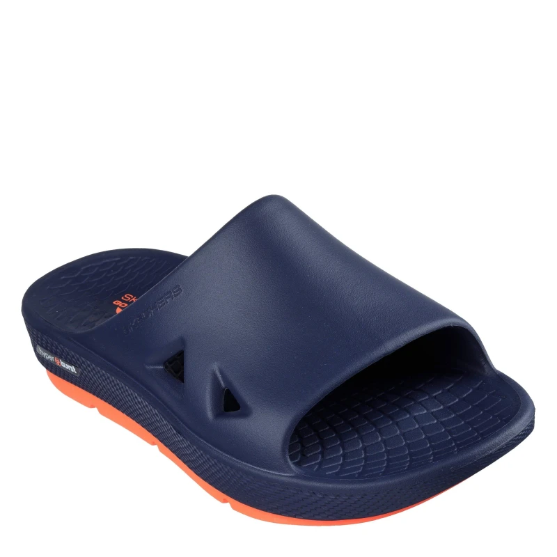 Image of Skechers Dual Density Premium Arch Fit Hyper Sliders Mens Navy/Coral male 6 (39.5)