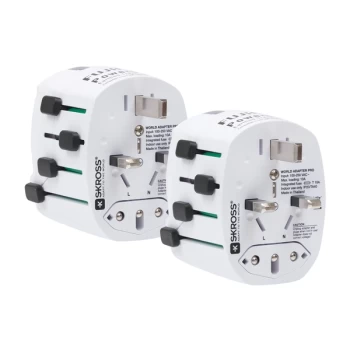 image of Fujifilm PowerSafe Earthed World Travel Adapter - White, Twin Pack