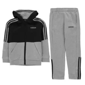 image of adidas Boys Essentials 3-Stripes Zip Tracksuit - Grey