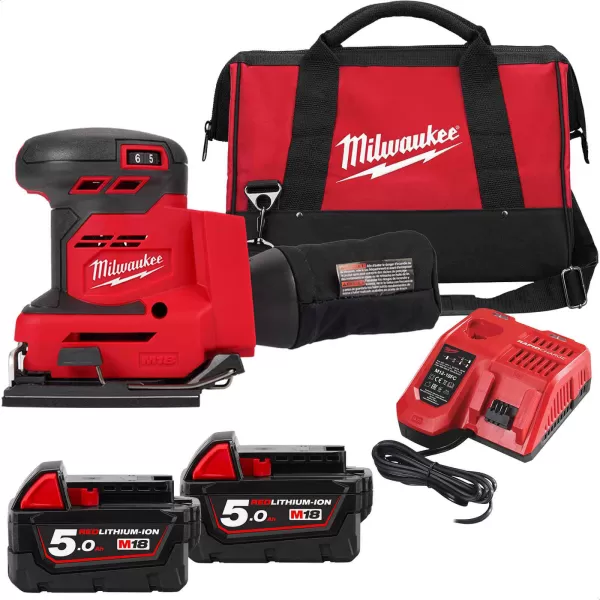 Milwaukee M18 BQSS 18v Cordless 1/4 Sheet Sander 2 x 5ah Li-ion Charger Bag