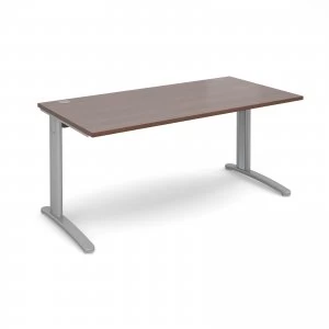 image of TR10 Straight Desk 1600mm x 800mm - Silver Frame Walnut Top