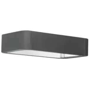 Image of Henderson 2 Light Outdoor Up Down Wall Lamp Dark Grey Aluminium Glass LED 2x6W 1150Lm 3000K IP54 2 Sides Light - Merano