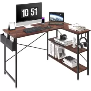 image of VEVOR L Shaped Computer Desk Corner Desk w/ Shelves 47" for Home Rustic Brown