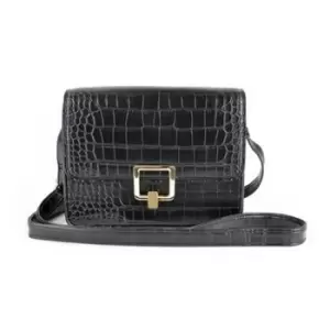 image of KS Brands Square Lock Crocodile Cross Body Bag (One Size) (Black)