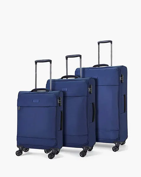 Image of Rock Luggage Paris VPK6B Soft Shell Navy Suitcase 3Pcs Set