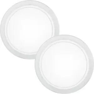 Image of 2 PACK Wall Flush Ceiling Light White Shade White Clear Glass Painted E27 1x60W