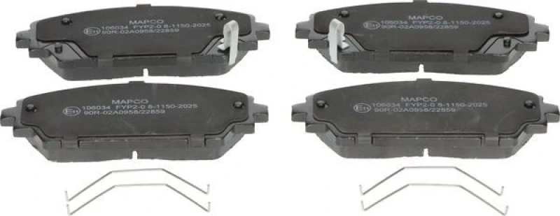 Image of MAPCO 106034 Brake pad set Front Axle, with acoustic wear warning, with accessories Brake Pad Set,disc brake (402)