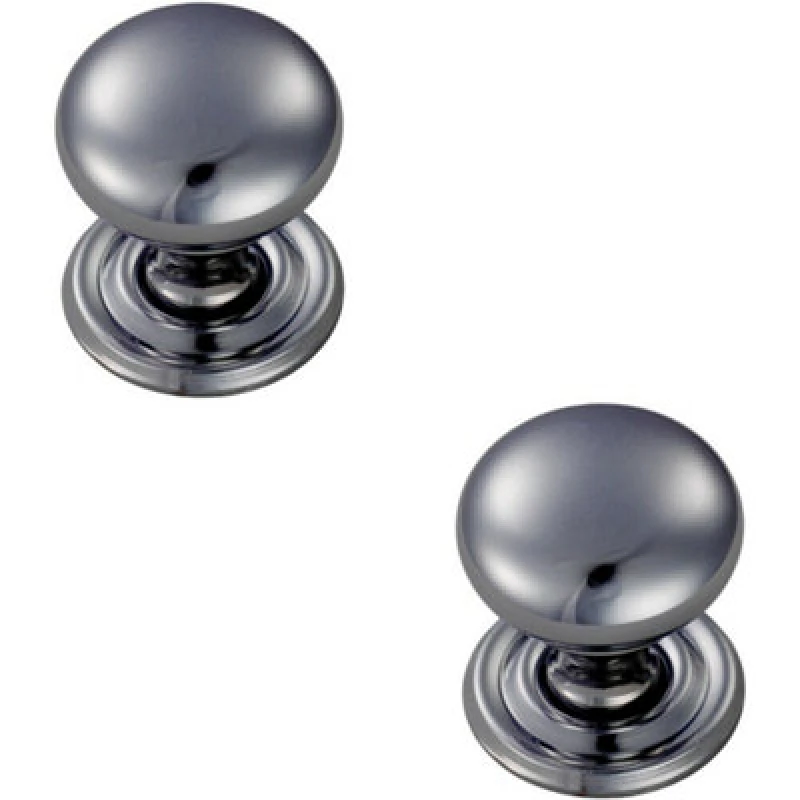 Image of Loops 2x Round Victorian Cupboard Door Knob 38mm Dia Polished Chrome Cabinet Handle Multi unisex