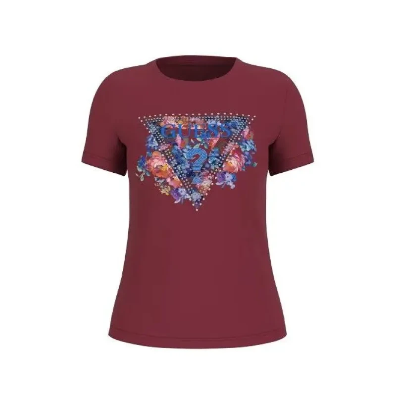 Image of Guess T-Shirt round neck woman Guess Peony Triangle Rouge Female S