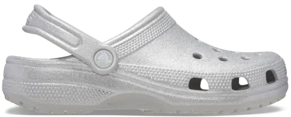 image of Crocs Unisex Classic Glitter Clogs Silver Glitter W5/M4