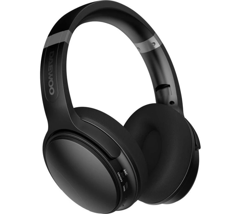 Image of Daewoo Daewoo Wireless 'Sonic Beat' Active Noise Cancelling Bluetooth Headphones with Travel Case in Black One Size Unisex 5024996975895