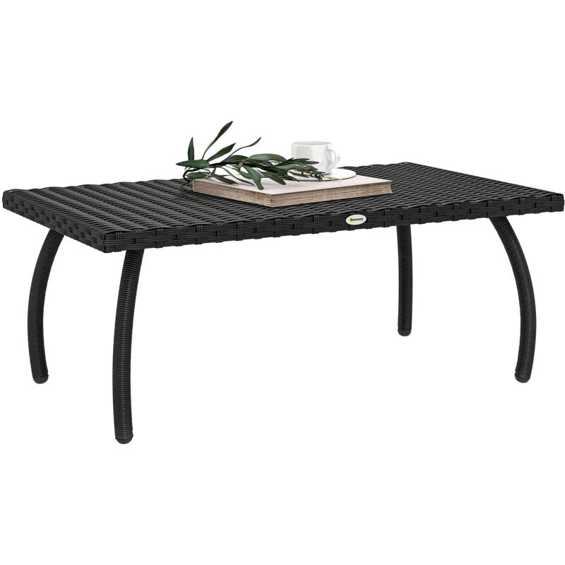 Image of Outsunny Outsunny 90cm Rattan Garden Coffee Table Wicker Outdoor Table Furniture 5063603151604