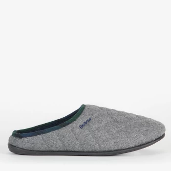Image of Barbour Mens Swinburne Wool Quilted Mule Slippers - Grey - UK 8
