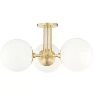 Image of Ceiling light Stella Brass Steel 3 bulbs 26.7cm