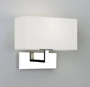 Image of 1 Light Indoor Wall Light Polished Nickel with White Shade, E14