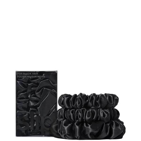 image of Slip Pure Silk Back To Basics Assorted Scrunchie Set (Various Colours) - Black