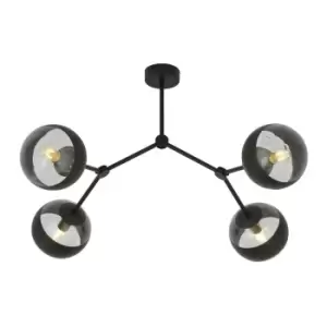 image of Space Black Globe Ceiling Light with Clear,Black Glass Shades, 4x E14