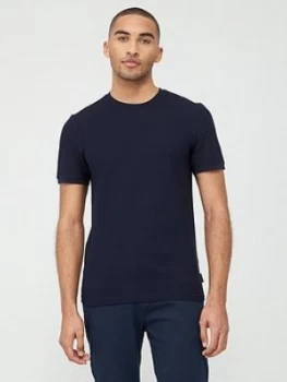 Image of Ted Baker Caramel Textured Short Sleeve T-Shirt - Navy, Size 6, Men