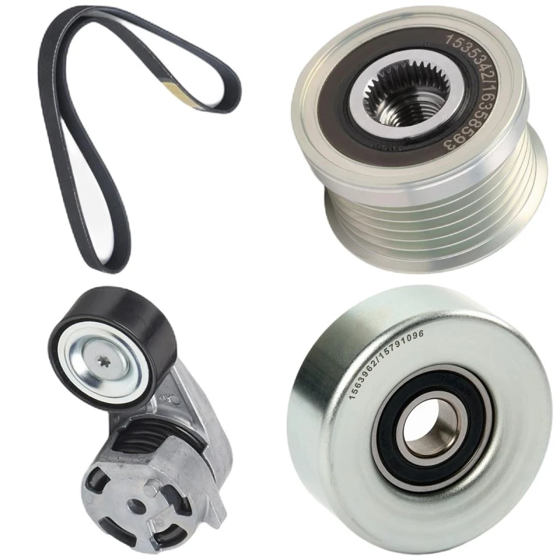 Image of RIDEX 542R0631 V-ribbed belt set Check alternator freewheel clutch & replace if necessary, Pulleys: with freewheel belt pulley V-Ribbed Belt Set (542
