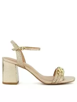 image of Dune London Manual Heeled Sandals, Gold, Size 5, Women