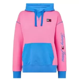 image of Tommy Jeans Colour Block Hoodie - Pink