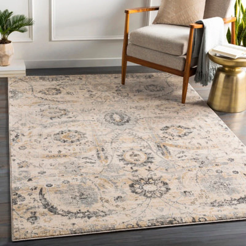 Image of Livabliss Vintage Oriental Boho Beige Aarya Area Rug 130 X 170 Cm - Easy Care, Non Shedding, Ideal For Living Room & Bedroom