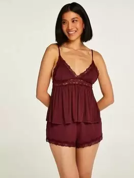 Image of Hunkemoller Hunkemoller Cami Short Pyjama Set, Red, Size S, Women