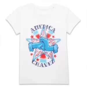 image of Marvel Dr Strange America Chavez Fists Womens T-Shirt - White - 3XL