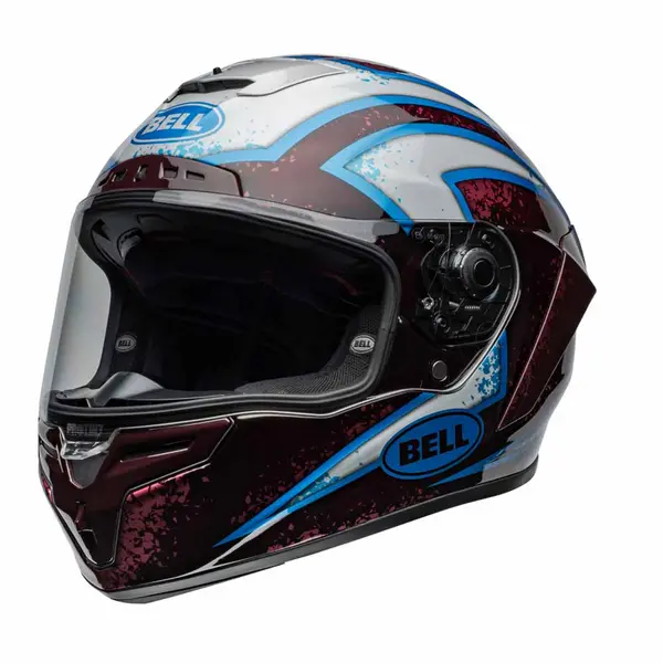 Image of Bell Race Star DLX Flex Xenon Gloss Red Silver Full Face Helmet Size L