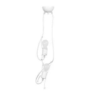 Image of Bobi White Slim Pendant Ceiling Light 2x E27