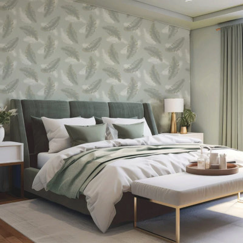 Image of Belgravia Decor Feather Sage / Cream Wallpaper