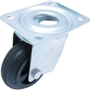 Image of 80MM T/P Fixed Castor Black Rubber Tyre Wheel