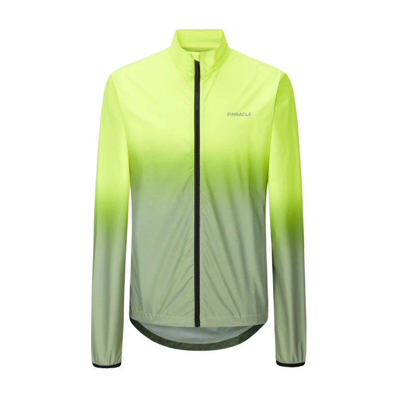 Image of Pinnacle Mens Reflective Long Sleeve Full Zip Slim Fit Performance Cycling Jacket Yellow male Small