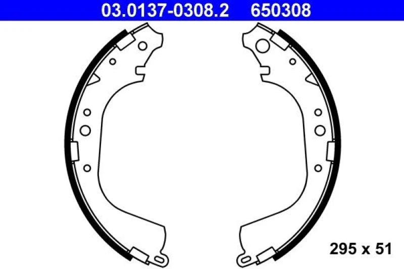 Image of ATE 03.0137-0308.2 Brake Shoes Brake Shoe Set (70)