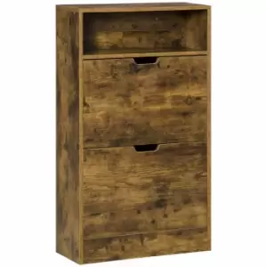 image of HOMCOM Shoe Cabinet For 12 Pairs Rustic Brown