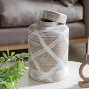 Image of Hurne Jar Reactive Brown and White 33cm Brown