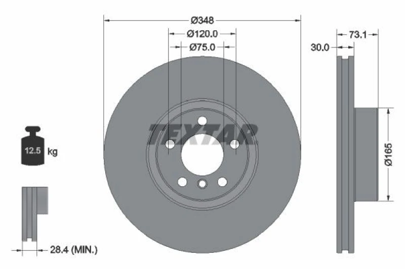 Image of Brake disc TEXTAR 92320405