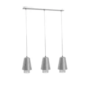 image of Molly Bar Pendant Ceiling Light Crystal Silver, 60cm, 3x E27