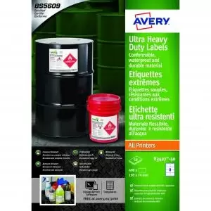 Image of Avery B3427-50 Ultra Resistant Labels 50 sheets - 8 Labels per Sheet