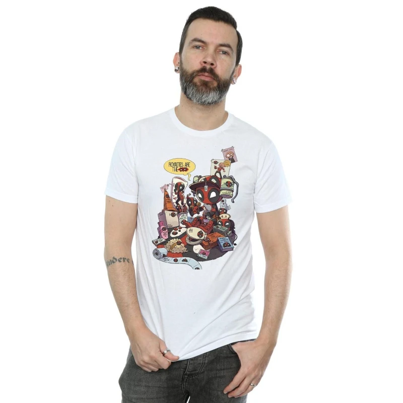 Image of Marvel Marvel Men Deadpool Merchandise Royalties T-Shirt in White Size: Small White S Male 5057736833476