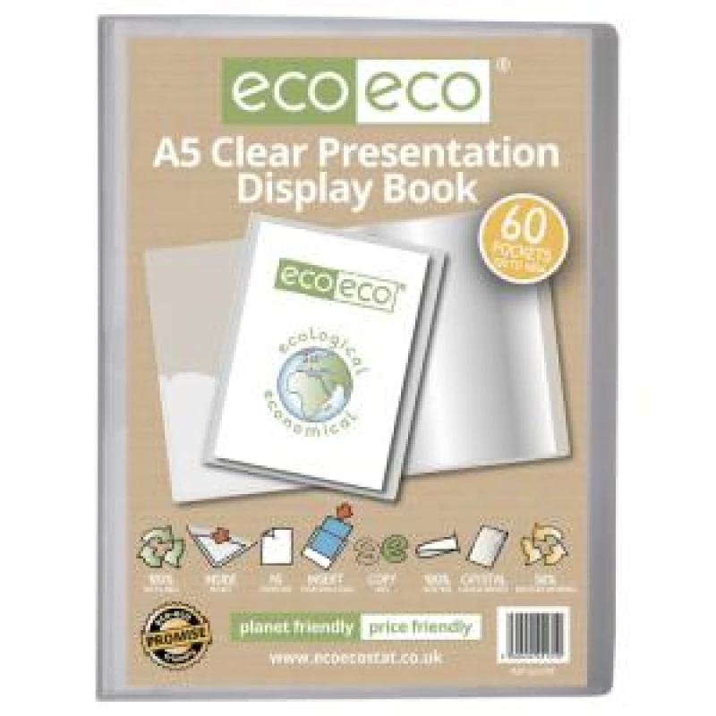 Image of Eco Eco 50% Recycled Presentation Display Book 60 Pockets A5 Clear eco131-S