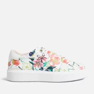 Image of Ted Baker Lonnia Floral-Print Leather Flatform Trainers - UK 7